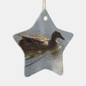 Wildlife Goose zwemt in Lake, Natuur, Bird Keramisch Ornament (Rechts)