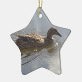Wildlife Goose zwemt in Lake, Natuur, Bird Keramisch Ornament (Links)