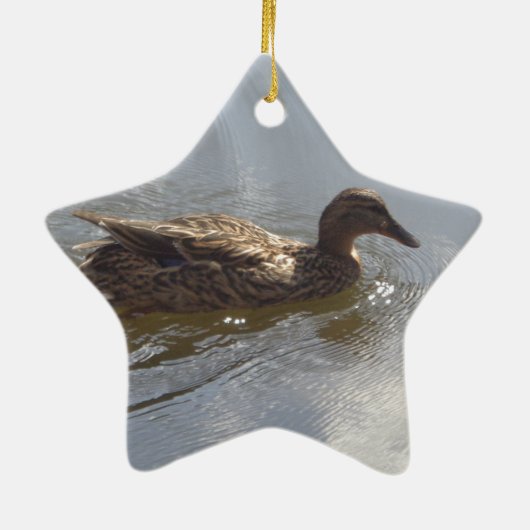 Wildlife Goose zwemt in Lake, Natuur, Bird Keramisch Ornament (Achterkant)
