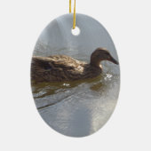 Wildlife Goose zwemt in Lake, Natuur, Bird Keramisch Ornament (Achterkant)