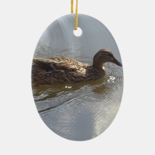 Wildlife Goose zwemt in Lake, Natuur, Bird Keramisch Ornament (Achterkant)