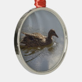 Wildlife Goose zwemt in Lake, Natuur, Bird Metalen Ornament (Rechts)