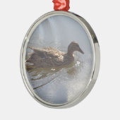 Wildlife Goose zwemt in Lake, Natuur, Bird Metalen Ornament (Links)