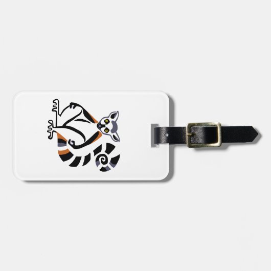 Wildlife - Grafische ringstaart LEMUR - Madagaskar Bagagelabel (Voorkant horizontaal)