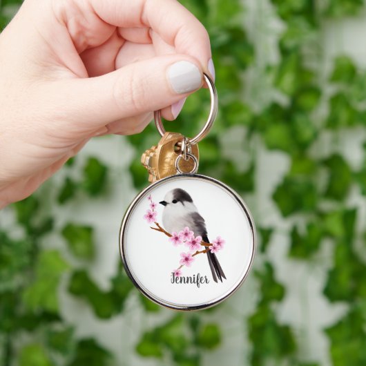 Wildlife Gray Jay Bird Sleutelhanger (Hand)