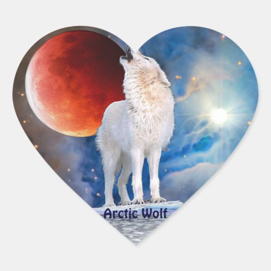 Wildlife Grey Wolf Animal-lover-ontwerp Hart Sticker (Voorkant)