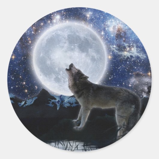 Wildlife Grey Wolf Animal-lover-ontwerp Ronde Sticker (Voorkant)