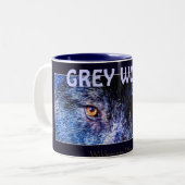 Wildlife Grey Wolf Animal-lover-ontwerp Tweekleurige Koffiemok (Voorkant links)