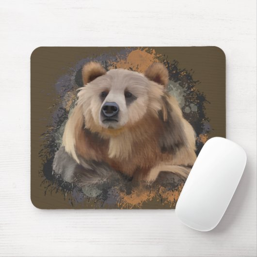 Wildlife Grizzly Beer Earth Tones Splatter Muismat (Met muis)