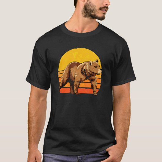 Wildlife Grizzly Beer Retro Forest Animal Beer 1 T-shirt (Voorkant)