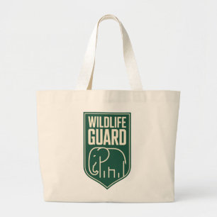 "Wildlife Guard" Minimalistisch Olifant Schild Emb Grote Tote Bag
