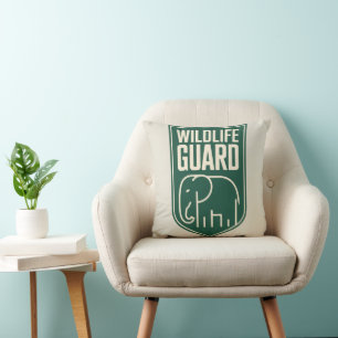 "Wildlife Guard" Minimalistisch Olifant Schild Emb Kussen