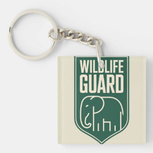 "Wildlife Guard" Minimalistisch Olifant Schild Emb Sleutelhanger