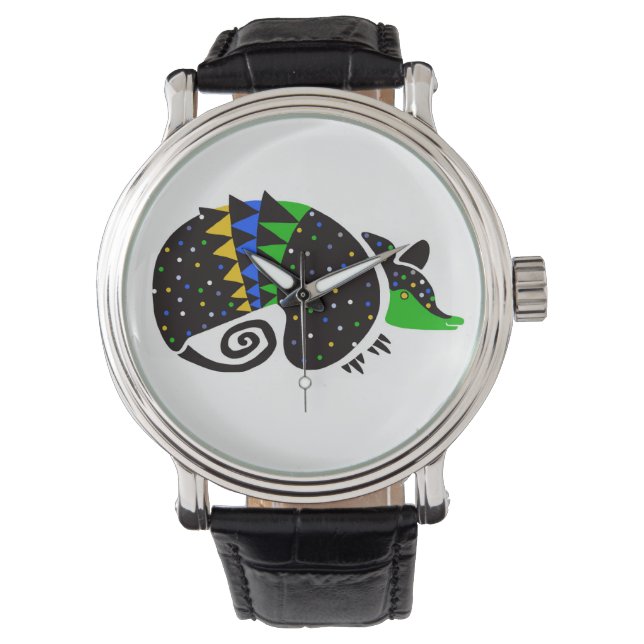 Wildlife - Hand getrokken ARMADILLO - Brazilië Horloge (Voorkant)