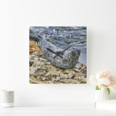 Wildlife Harbour Seal Tail Talking Sun Bather Vierkante Klok (Huis)