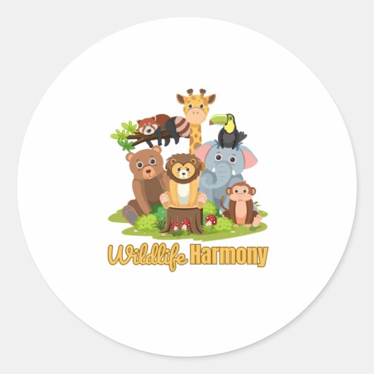 Wildlife Harmony for animal lover Ronde Sticker (Voorkant)