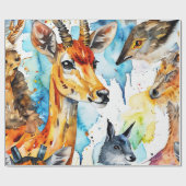 Wildlife Harmony Waterverf Collage Cadeaupapier (Vlak)