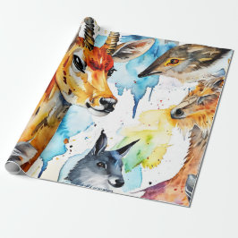 Wildlife Harmony Waterverf Collage Cadeaupapier