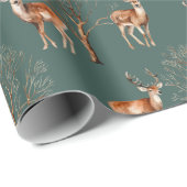  Wildlife Herten Groen Cadeau Cadeaupapier (Rol Hoek)