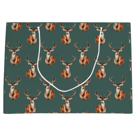 Wildlife Herten Hoofd Waterverf Groot Cadeauzakje (Voorkant)