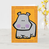 Wildlife Hippo Puzzle Wenskaart Kaart (Gele Bloem)