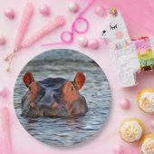 Wildlife Hippo Water Foto Papieren Bordje (Feest)