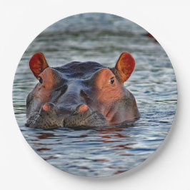 Wildlife Hippo Water Foto Papieren Bordje