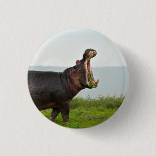 Wildlife Hippopotamus Foto Ronde Button 3,2 Cm