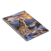 Wildlife Howling Gray Wolf Mountain Sunset Scene Notitieboek (Rechterzijde)