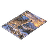 Wildlife Howling Gray Wolf Mountain Sunset Scene Notitieboek (Linkerzijde)