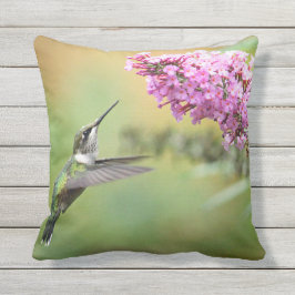 Wildlife Hummingbird Floral Foto Buitenkussen