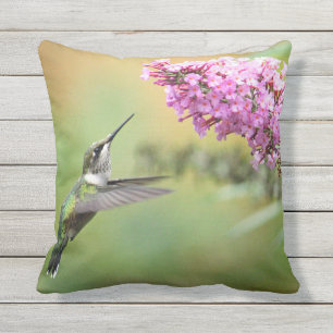 Wildlife Hummingbird Floral Foto Buitenkussen