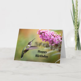 Wildlife Hummingbird Floral Foto Verjaardag Kaart