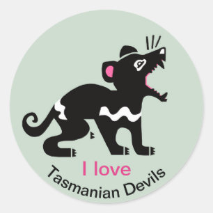 Wildlife - Ik hou van Tasmaanse duivels - Marsupia Ronde Sticker