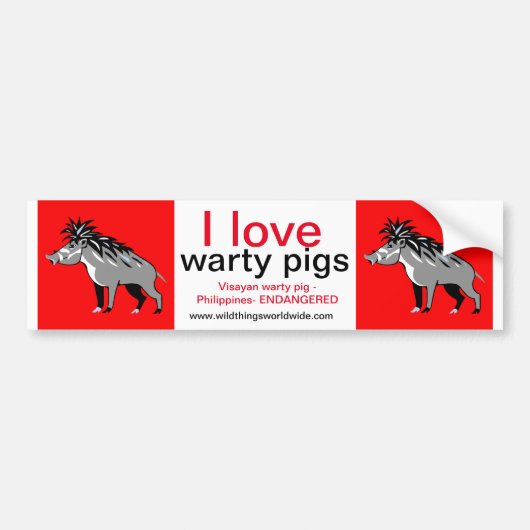 Wildlife - Ik hou van wrattige varkens - wrattenzw Bumpersticker (Voorkant)