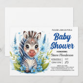 Wildlife Joyful Adventure Zebra Boy Baby shower Kaart (Voorkant / Achterkant)