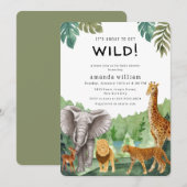Wildlife Jungle Sarafi Animals Forest Baby Shower  Kaart (Voorkant / Achterkant)