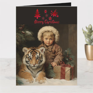 Wildlife Kind Tijger Kerst  Vakantie Kaart