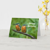 Wildlife Kingfisher Foto Verjaardag Kaart (Gele Bloem)