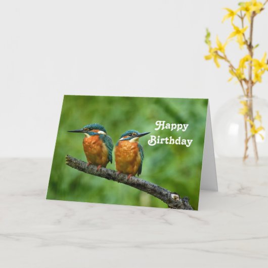 Wildlife Kingfisher Foto Verjaardag Kaart (Gele Bloem)