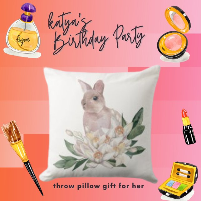 Wildlife konijn en bloemen kussen (Creator heeft geüpload)