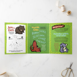 Wildlife Kookaburra Puzzle Wenskaart Trifold Drieluik Wenskaart