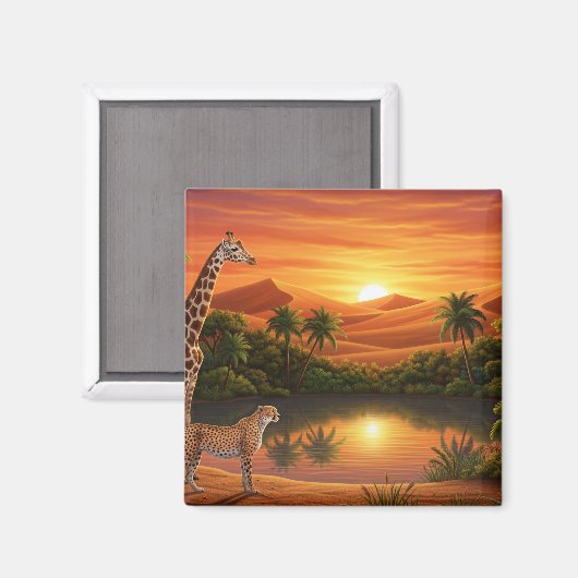 Wildlife Lake Scene Magneet (Voorkant / Achterkant)