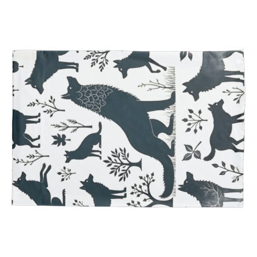 Wildlife Landschap Silhouet Patroon – Design 2 Kussensloop (Achterkant)