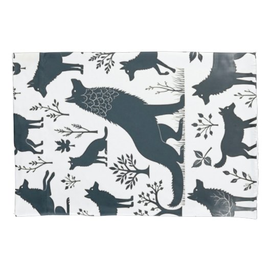 Wildlife Landschap Silhouet Patroon – Design 2 Kussensloop (Voorkant)