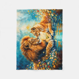 Wildlife Leeuw Leeuwin fantasie romantische kunst Fleece Deken