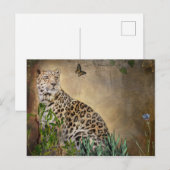 Wildlife Leopard en Butterfly Digitale Schilderij Briefkaart (Voorkant / Achterkant)