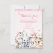 Wildlife Leuke Dieren Roze Verjaardagsfeest Bedankkaart (Voorkant)