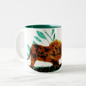 Wildlife Lion gepersonaliseerde vader Tweekleurige Koffiemok (Voorkant links)