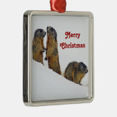 Wildlife Marmots SneeuwfotoKerstmis Metalen Ornament (Rechts)